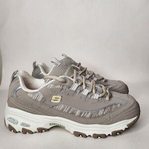 Sketchers D’Lites Shoes Womens 9 Wide Taupe Sneakers Memory Foam Cushioned